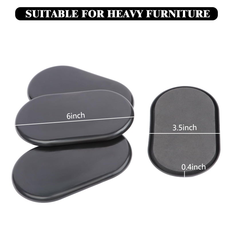 Kayzn Furniture Slider, 3-1/2"" x 6"" Oval Heavy-Duty Furniture Movers, Reusable Carpet Sliders for Furniture, Heavy Furniture Moving Pads Moving Sliders - Protect The Surface of The Carpet (8 Pack) - Image 2